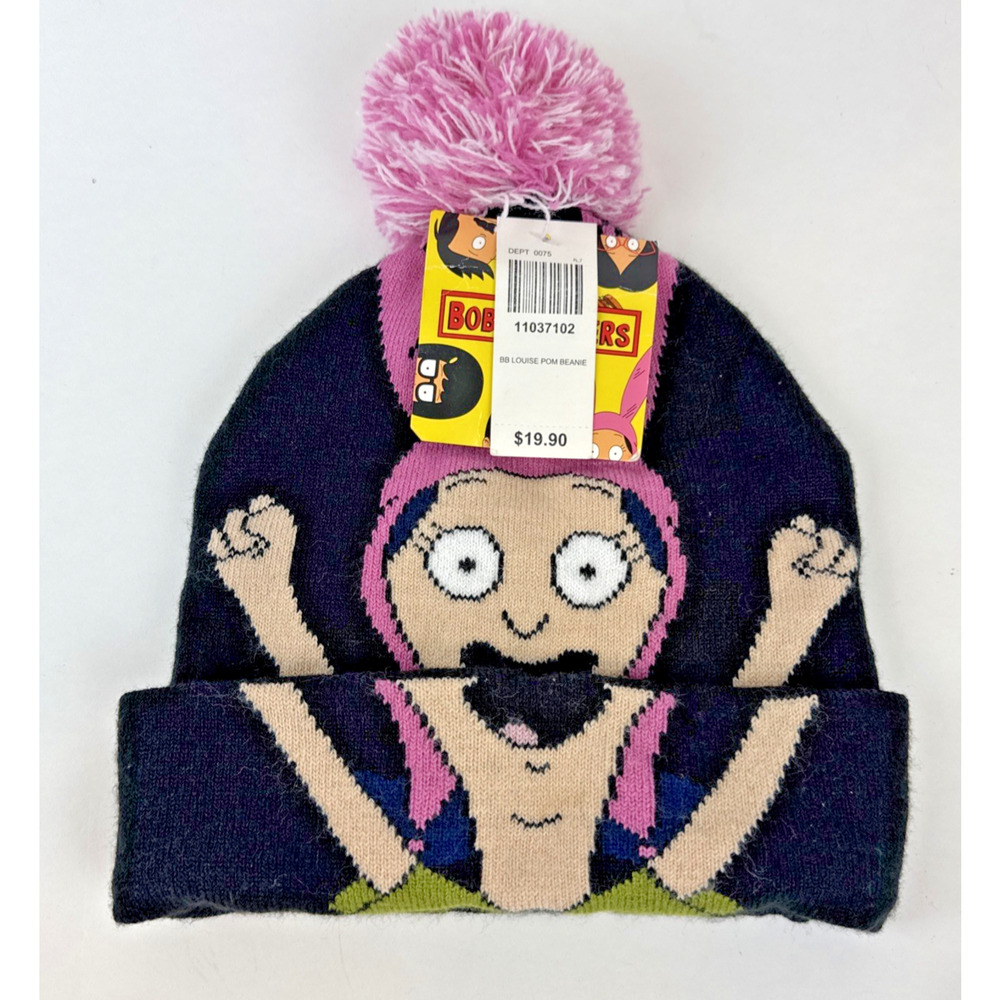 Bob's Burgers Louise Hat Pom Pom Knit Winter Beanie Hat Cap NWT